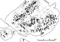 Fig. 11. Rilievo integrale della Roccia n. 2. Il risultato dell'assemblaggio dei diversi fogli di polietilene su cui si ricalcano le figure incise sulla roccia.